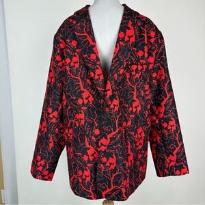 Men’s Halloween Balck Red Fear Bones Halloween Print Suit Size XL